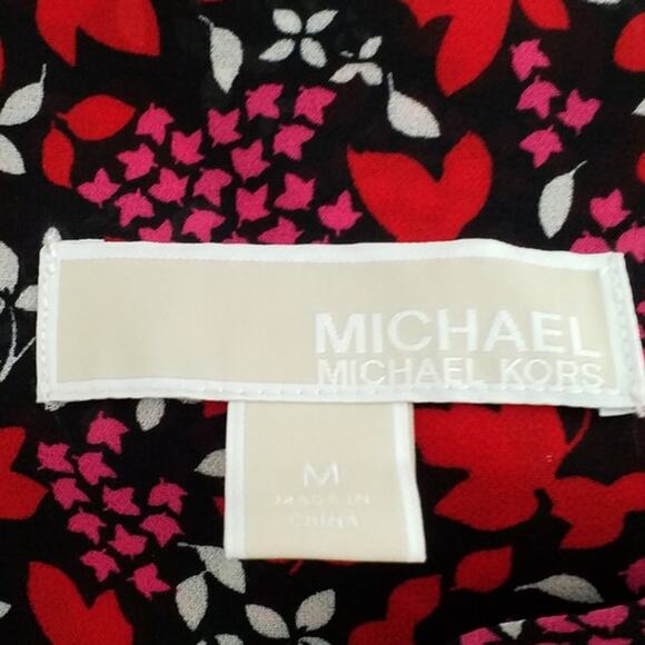 Michael Kors Red Floral Chiffon Midi Dress | Size Medium | Long Sleeve NWOT - Picture 4 of 6